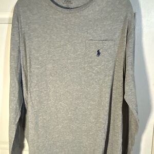 Polo by Ralph Lauren Gray Long Sleeve Tee with Blue Logo